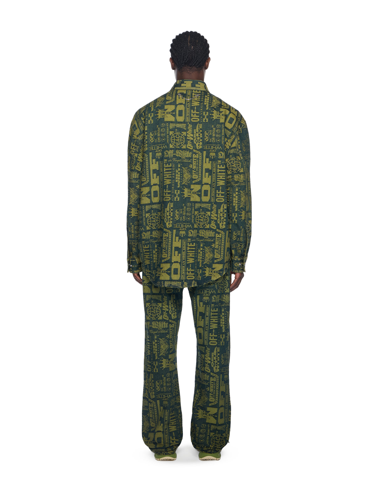 OFF WHITE Multilogo Jacquard Denim Shirt MULTILOGO - GREEN MOSS OMYD05RF25DEN001