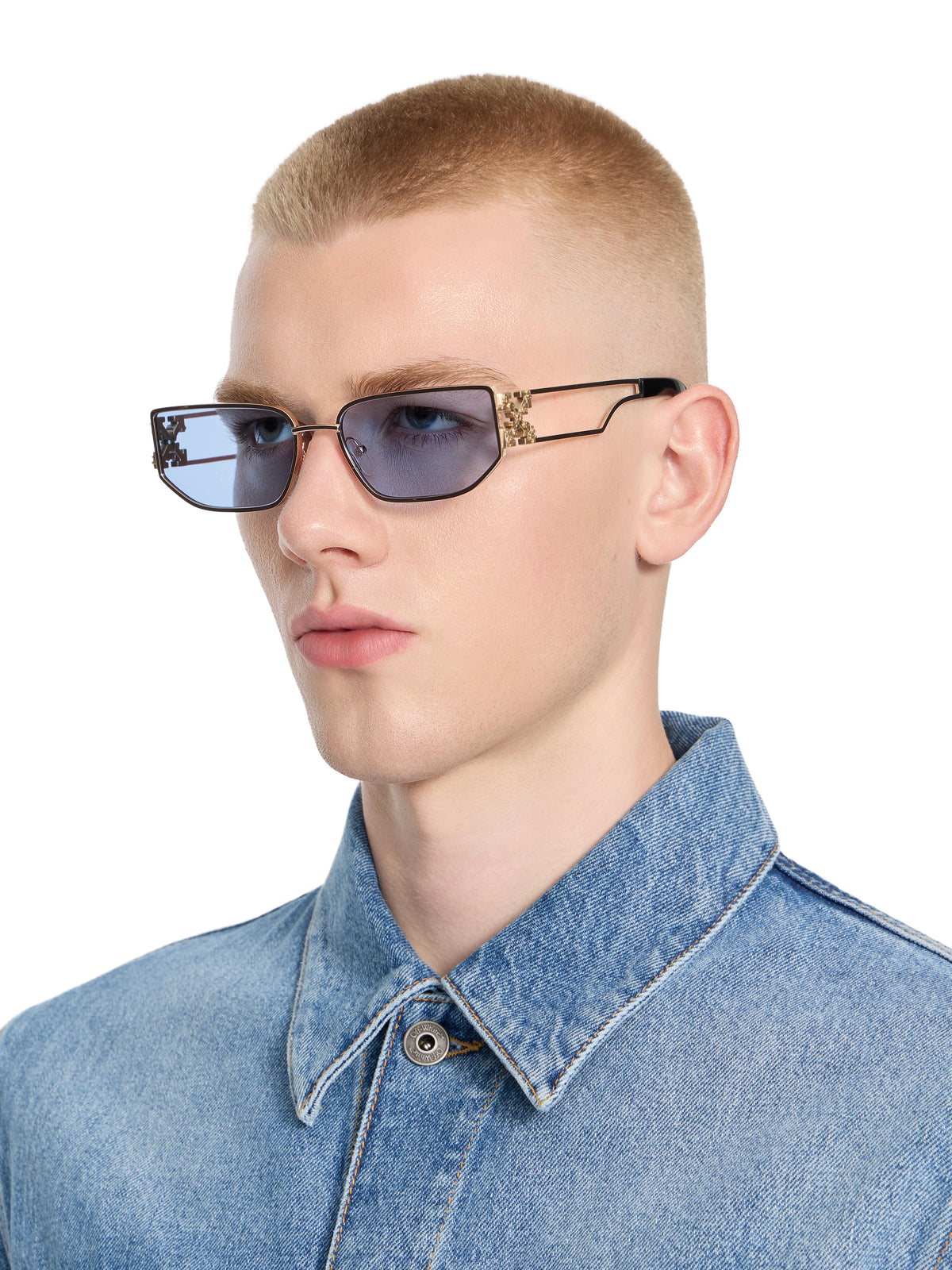 OFF WHITE Allen Blue Lens Sunglasses Shiny Gold OW1027764560