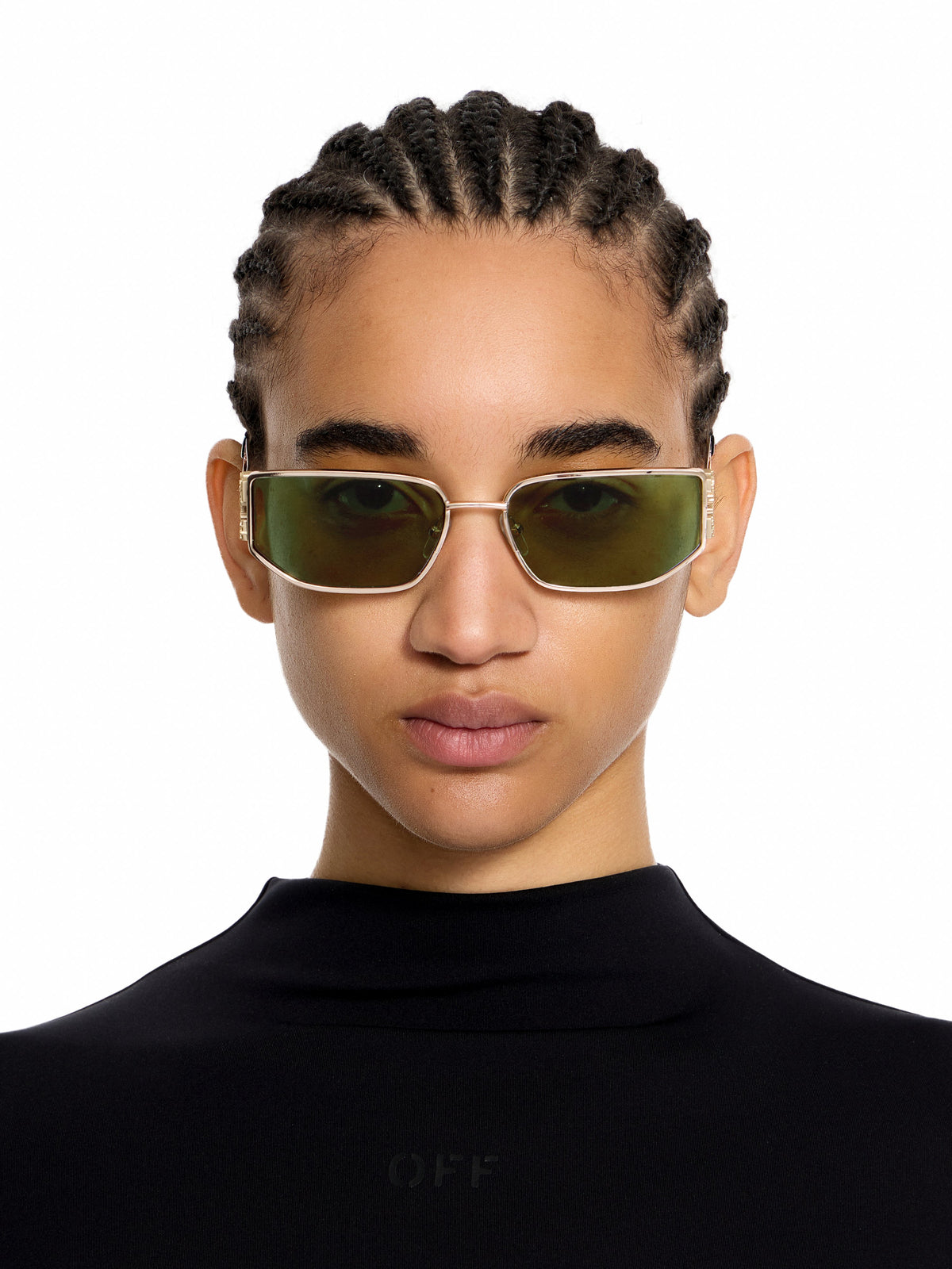 OFF WHITE Allen Green Lens Sunglasses SHINY WHITE OW1027765560