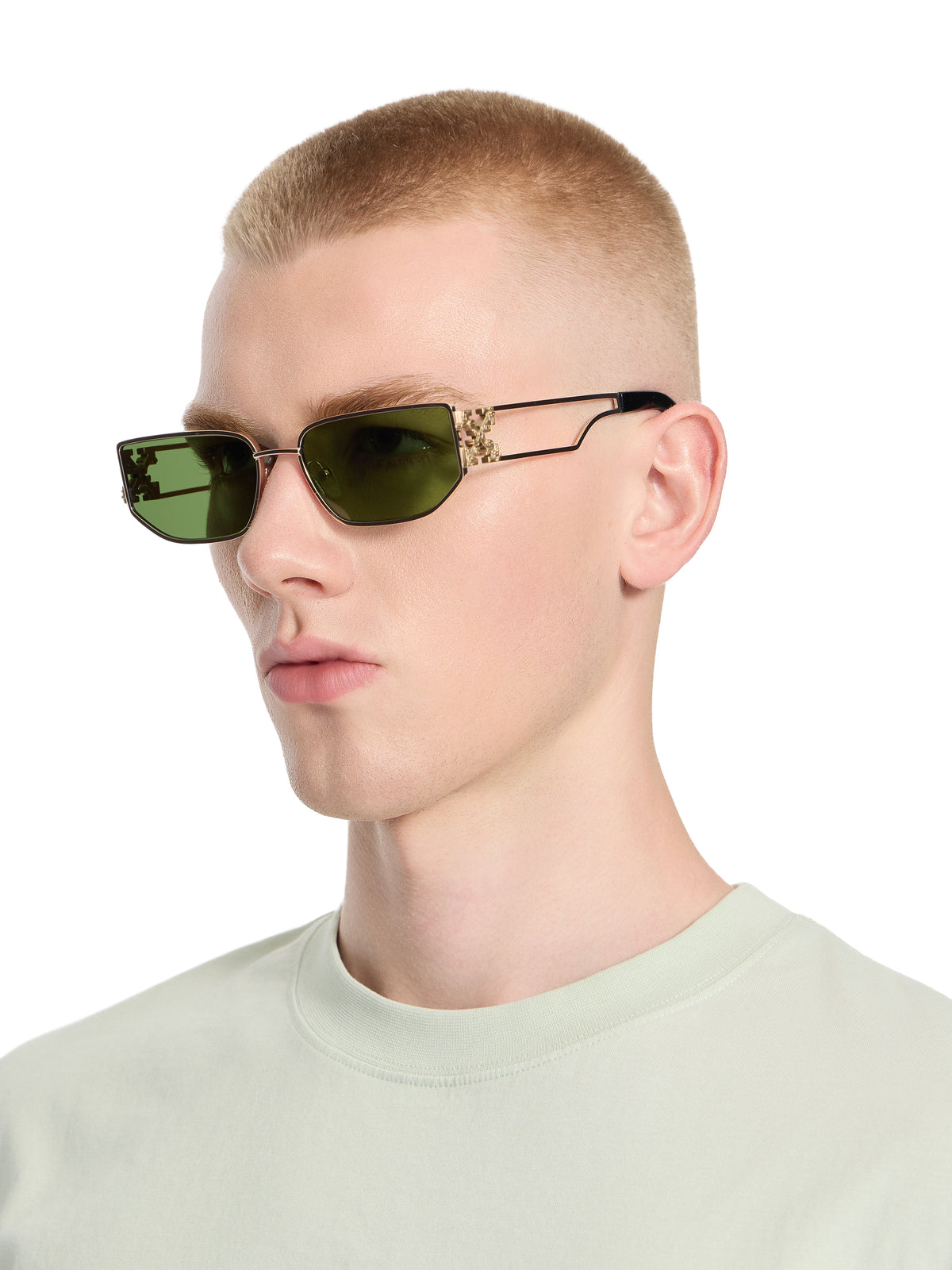 OFF WHITE Allen Green Lens Sunglasses SHINY WHITE OW1027765560