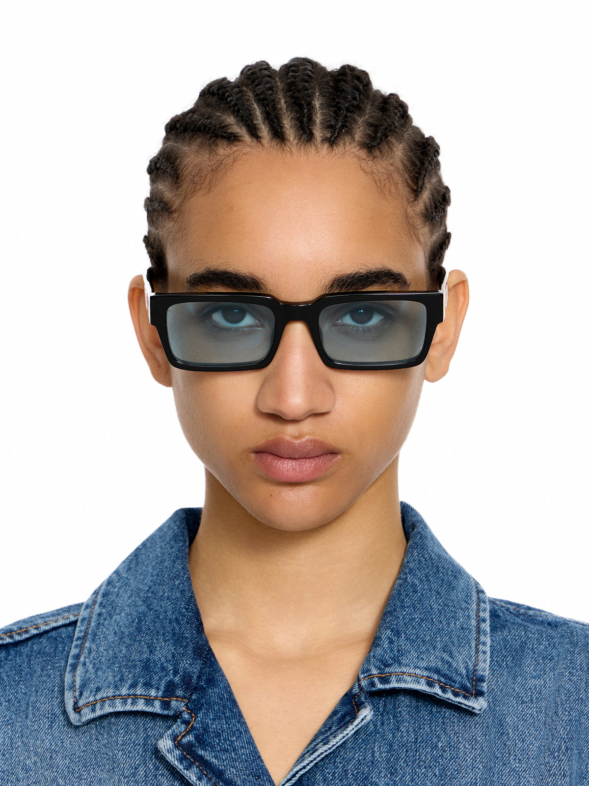 OFF WHITE Huntington Blue Lens Sunglasses Shiny Black OW1032104055