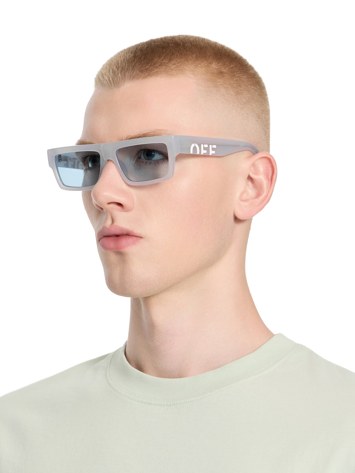 OFF WHITE Montgomery Light Blue Lens Sunglasses Shiny Black OW1035094056
