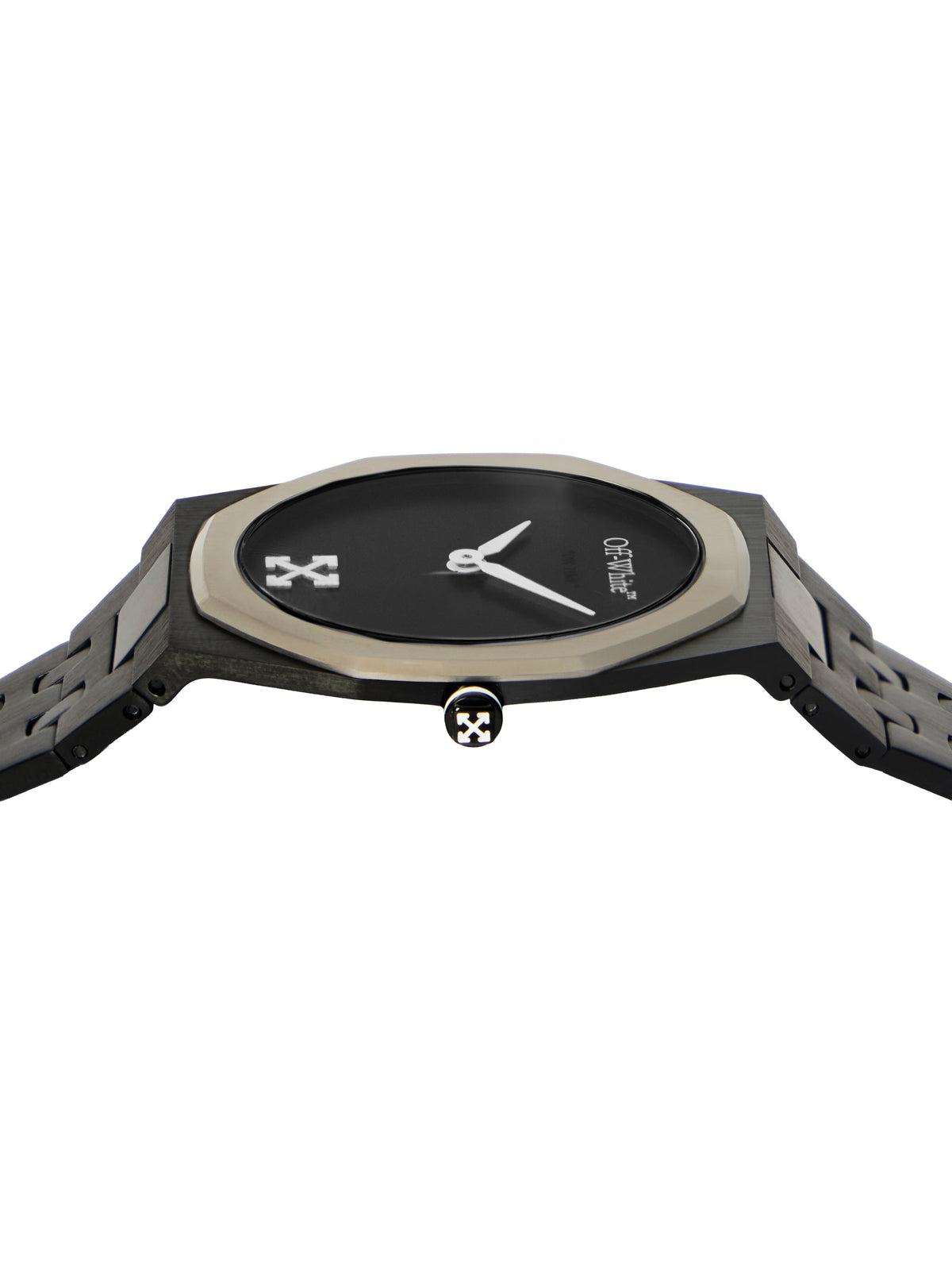 OFF WHITE "On Time" Watch Two Tone Black & Gun OW1G018M