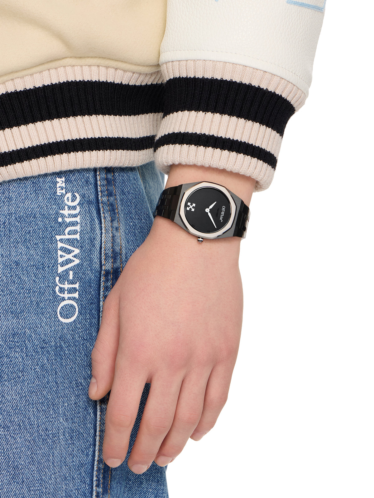 OFF WHITE "On Time" Watch Two Tone Black & Gun OW1G018M