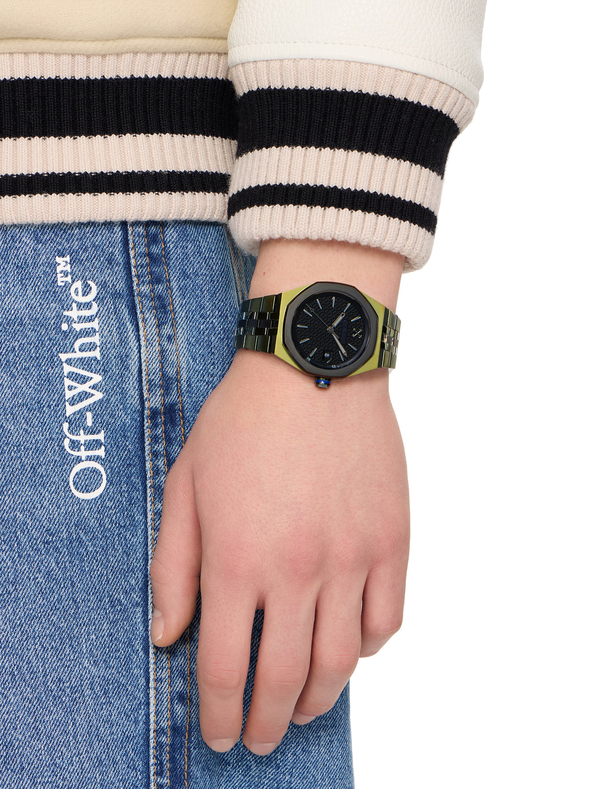 OFF WHITE "Signal" Watch Two Tone Olive & Black OW1G026M