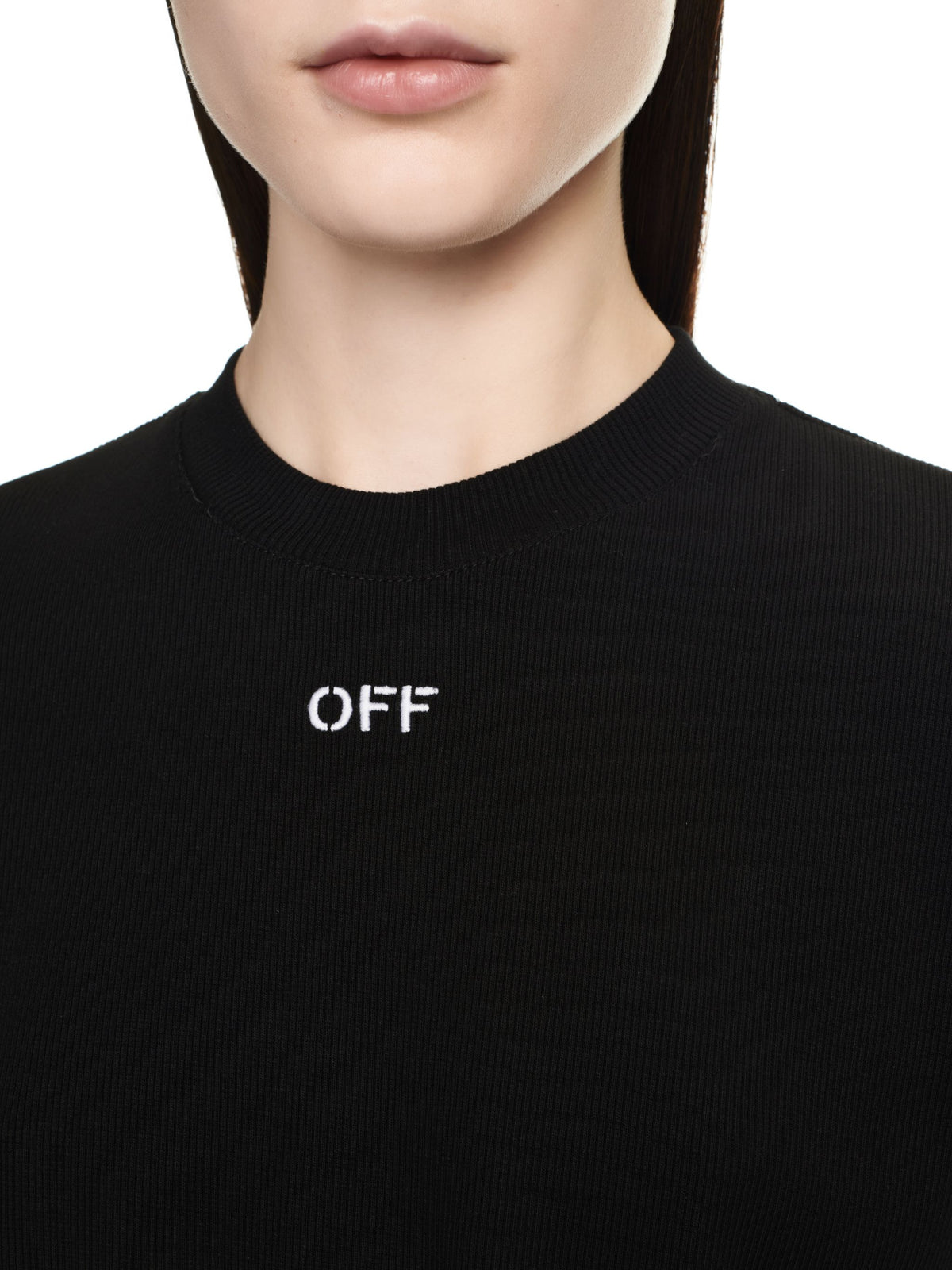 OFF WHITE OFF STAMP RIB CROPPED TEE BLACK OWAA081C99JER004