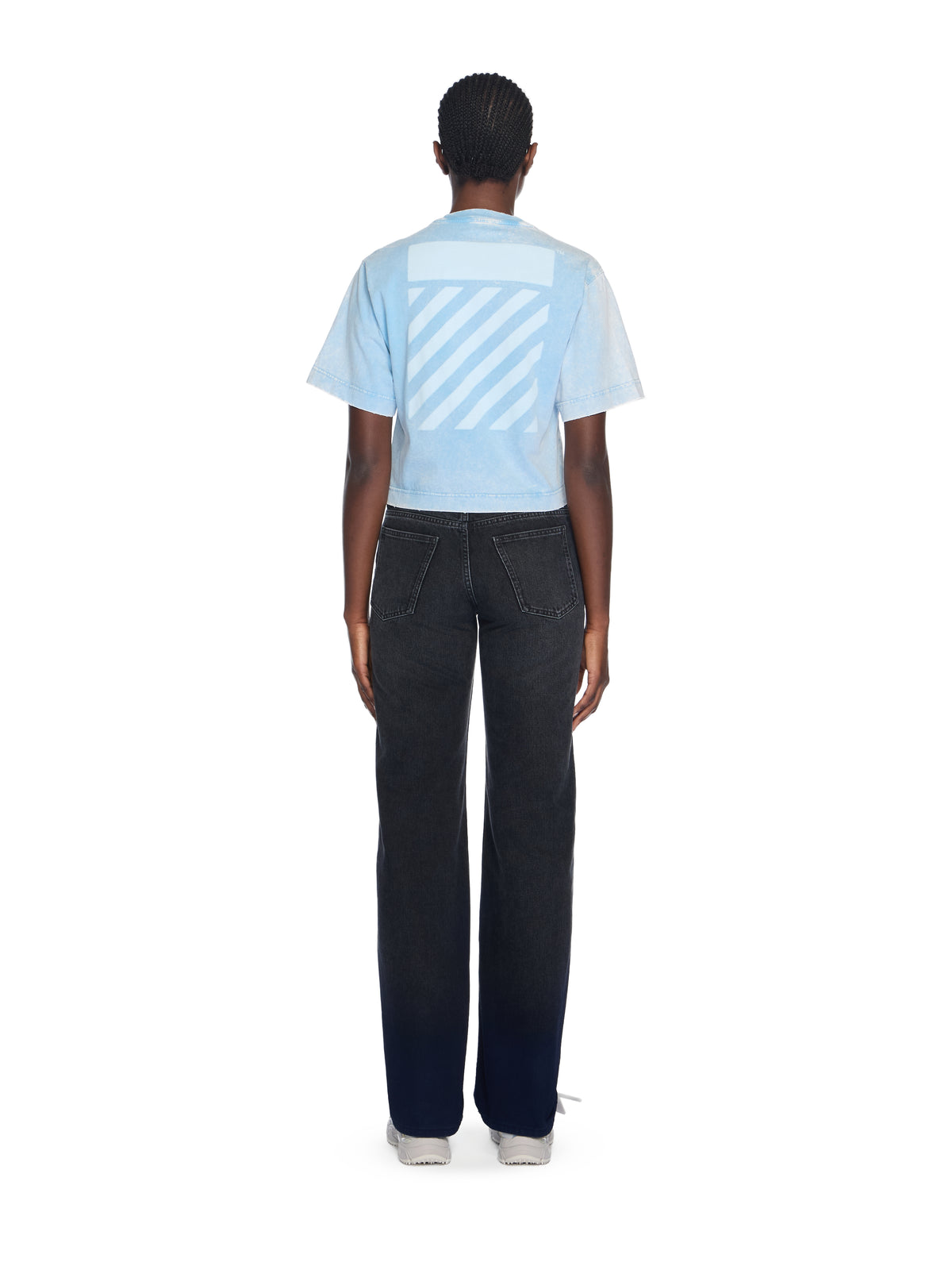 OFF WHITE Switch Off Crop T-Shirt LIGHT BLUE - WHITE OWAA090T25JER001
