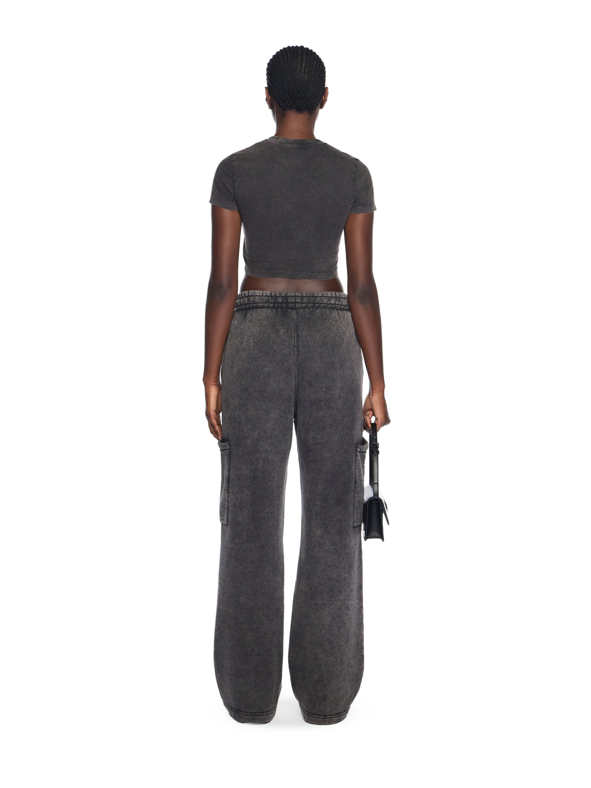 OFF WHITE News Print 90s Crop Logo Tee MARBLE BLACK-BLACK OWAA133F25JER002