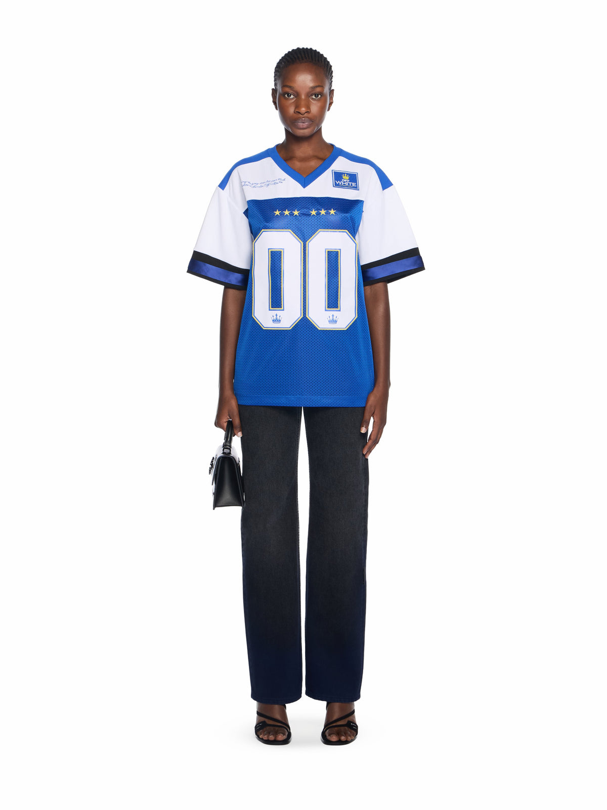 00 Royal Mesh Football Logo Tee