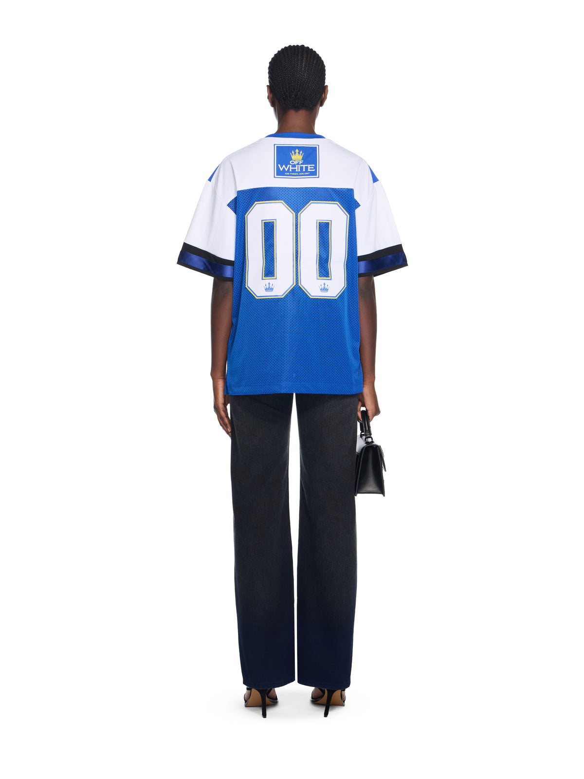 OFF WHITE 00 Royal Mesh Football Logo Tee BLUE IRIS-WHITE OWAA13GF25JER001