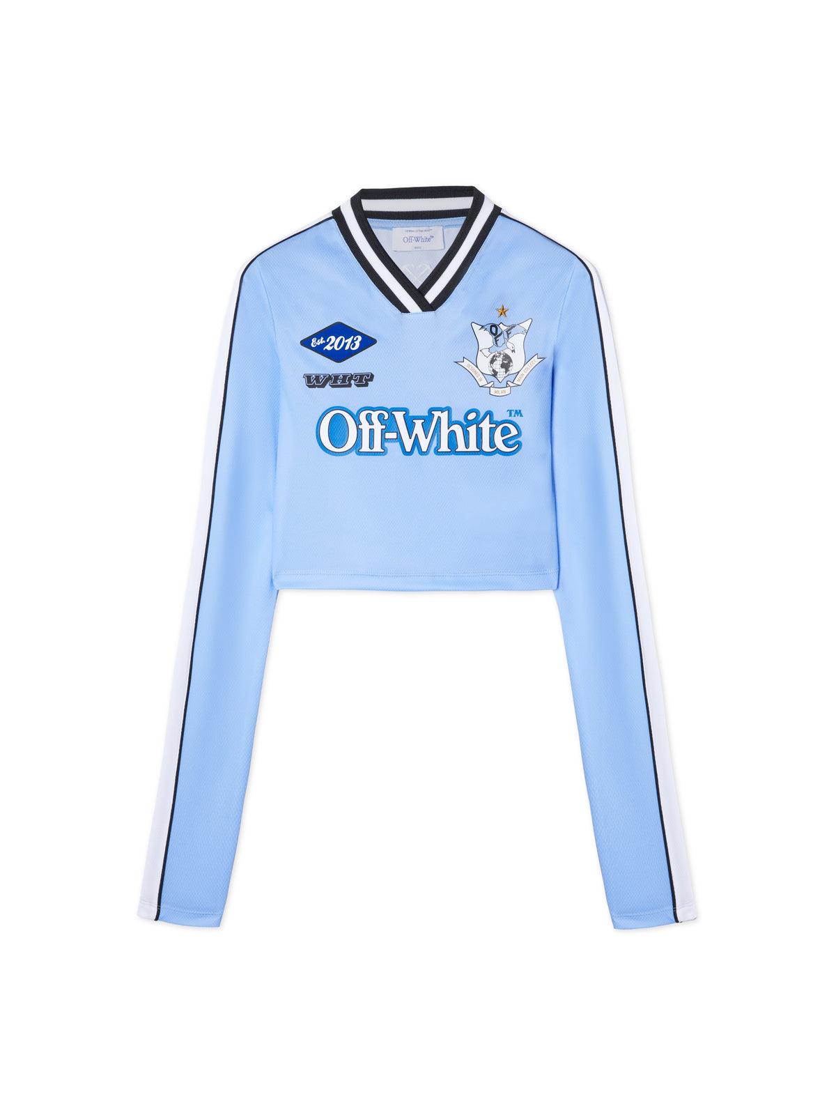 OFF WHITE Soccer L/S Fitted Tee BLUE OWAB037S25JER001