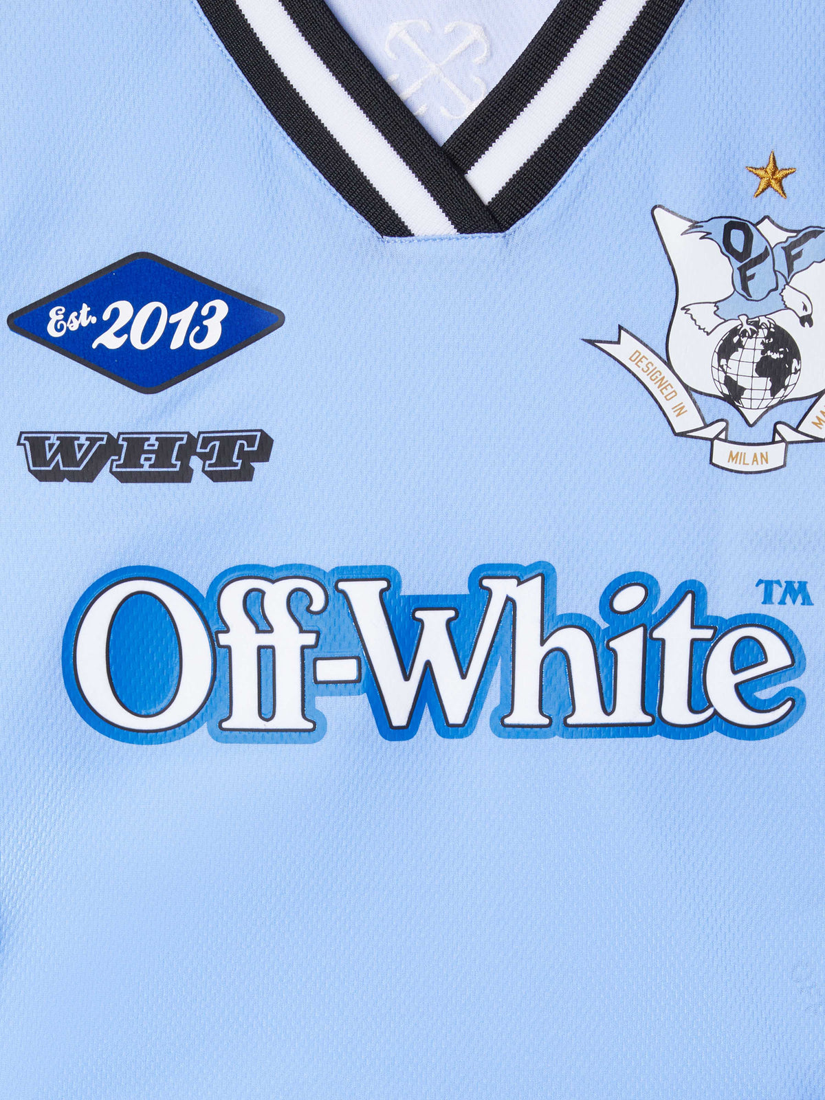 OFF WHITE Soccer L/S Fitted Tee BLUE OWAB037S25JER001