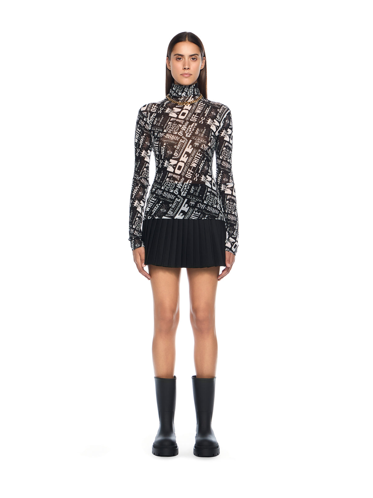 Multilogo Mesh Long Sleeve Turtle Logo Top