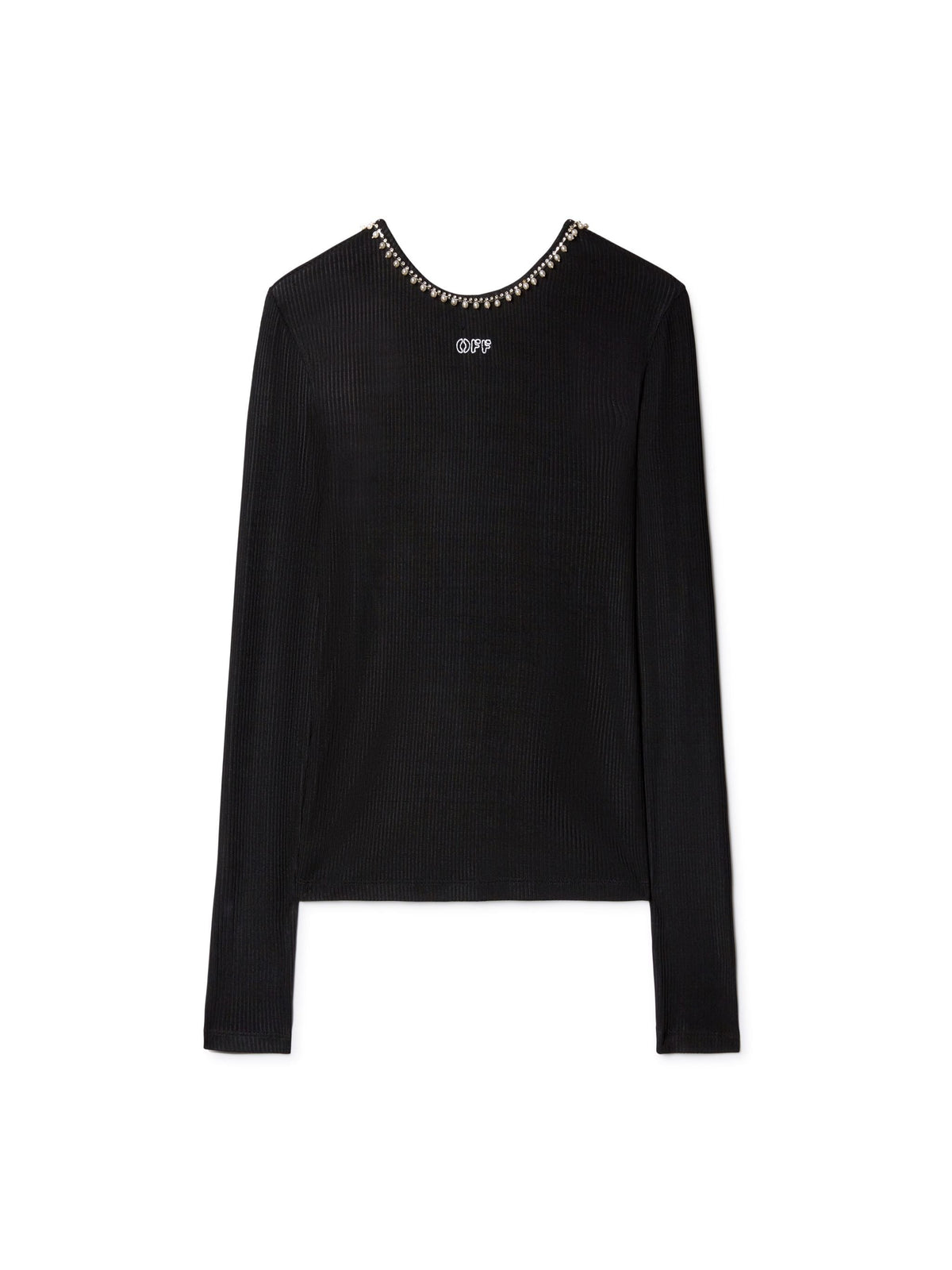 OFF WHITE Light Rib Emb 20S L/S Top BLACK OWAD259F24JER001