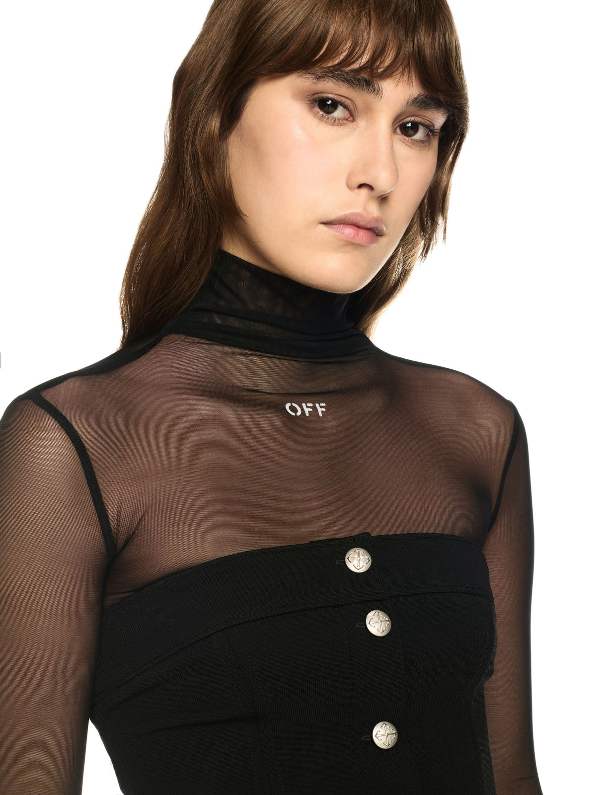 OFF WHITE Heavy Jer Corset Top BLACK OWAD25TS25JER001