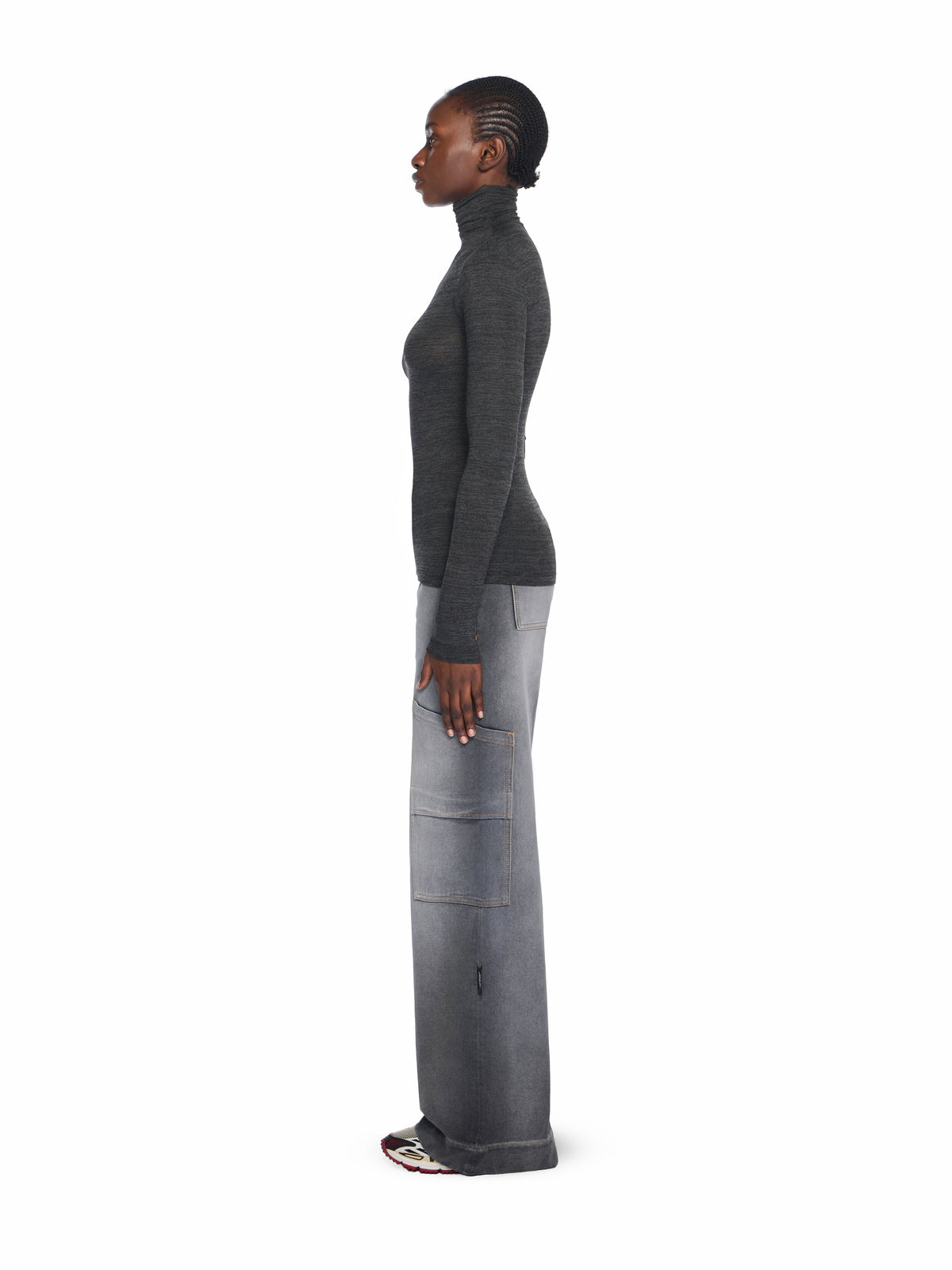 OFF WHITE Off Stamp Turtleneck Top BLACKENED PEARL-RED DAHLIA OWAD275F25JER001