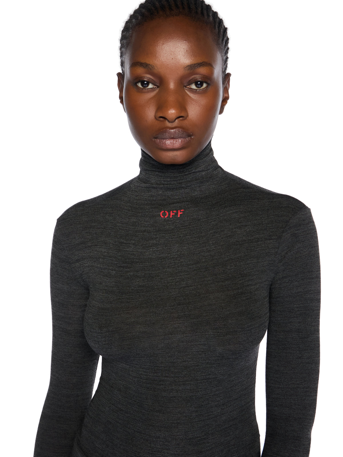 OFF WHITE Off Stamp Turtleneck Top BLACKENED PEARL-RED DAHLIA OWAD275F25JER001