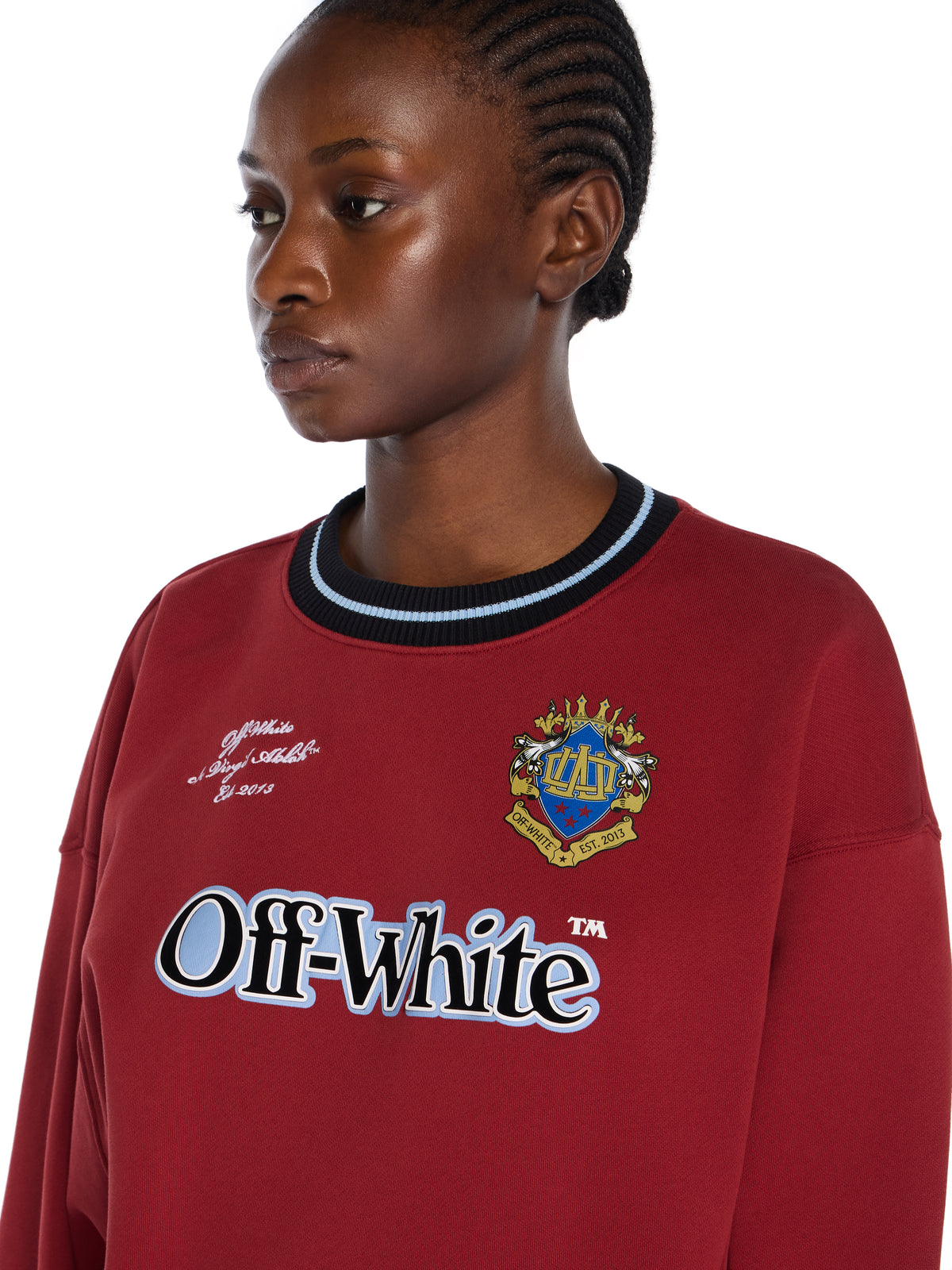 OFF WHITE Sporty Over Crew Logo Sweatshirt RED DAHLIA-BLACK OWBA075F25FLE003