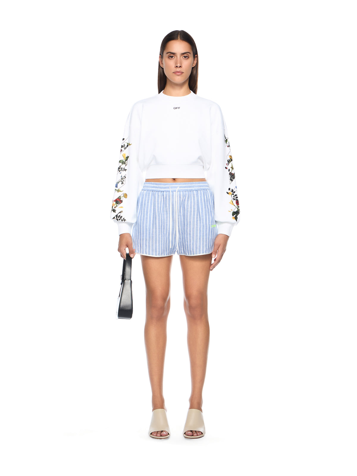 Arrow Flowers Crop Crew Logo Sweatshirt