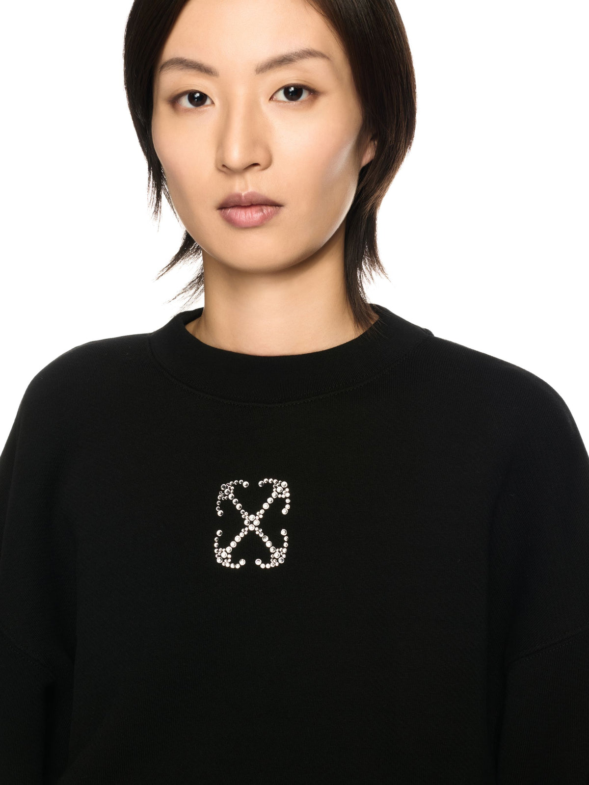 OFF WHITE Jewel Mini Arrow Crop Crew BLACK OWBA079S25FLE003