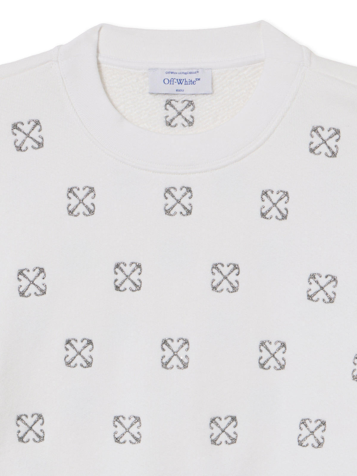 OFF WHITE Lurex Little Arrows Sweatshirt WHITE - SILVER OWBA079S25FLE004