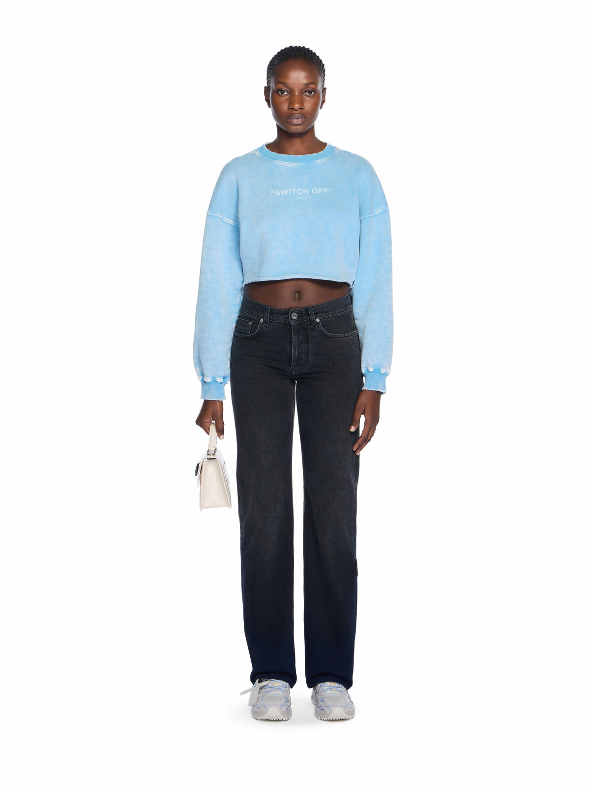 Switch Off Crop Crewneck Sweatshirt