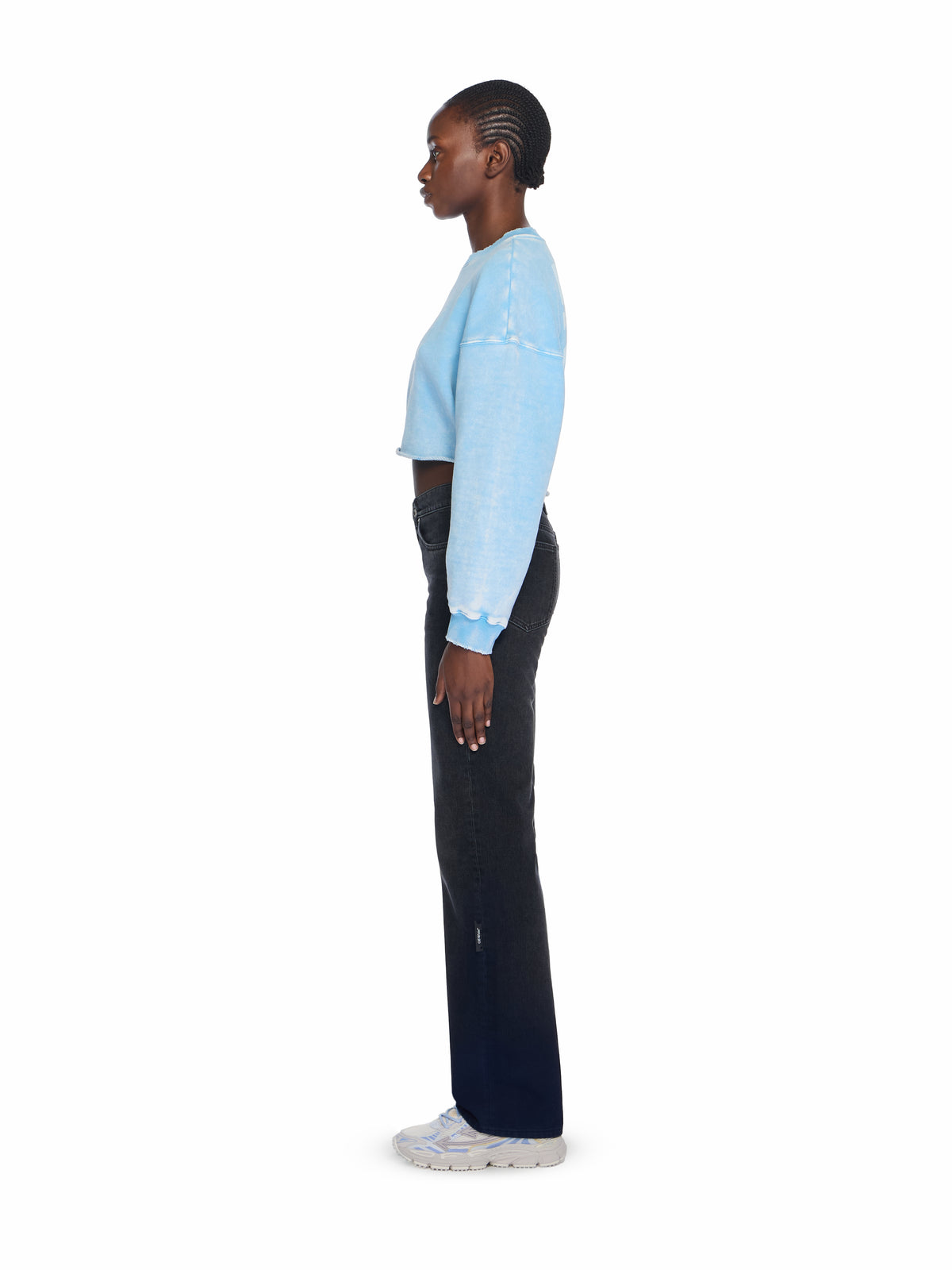 OFF WHITE Switch Off Crop Crewneck Sweatshirt LIGHT BLUE - WHITE OWBA07DT25FLE001