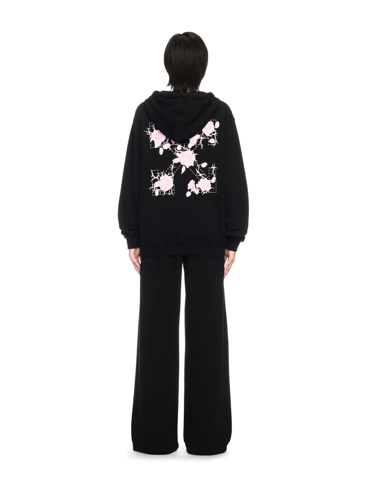 OFF WHITE Roses Arrows Regular Hoodie BLACK OWBB035S25FLE001
