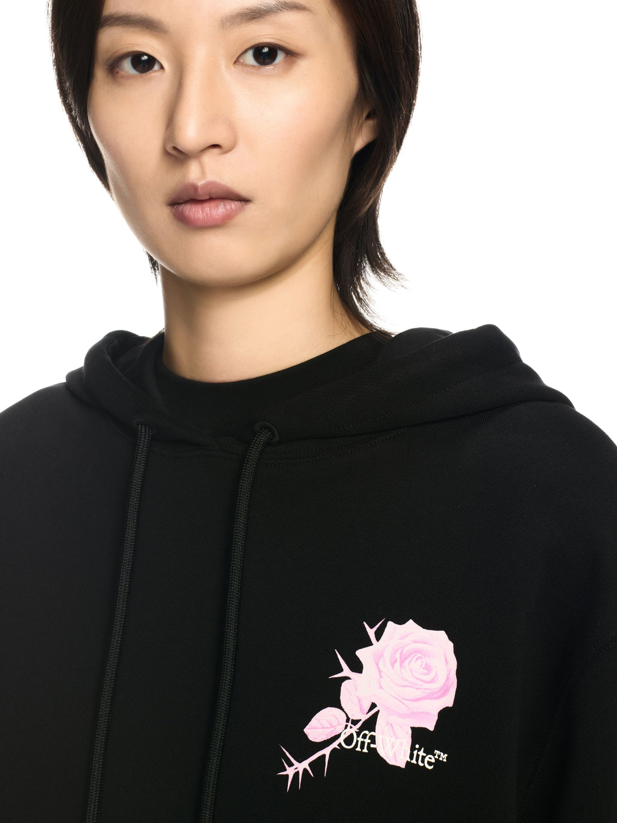 OFF WHITE Roses Arrows Regular Hoodie BLACK OWBB035S25FLE001