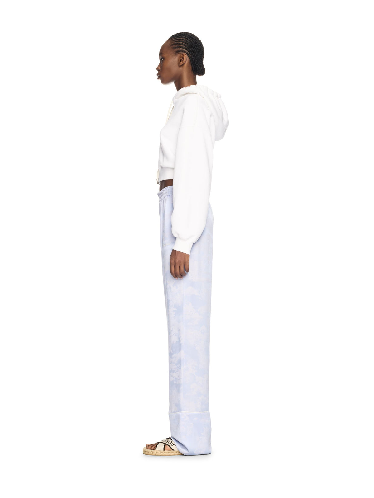 OFF WHITE White Bookish Rose Cropped Hoodie WHITE OWBB056S25FLE001