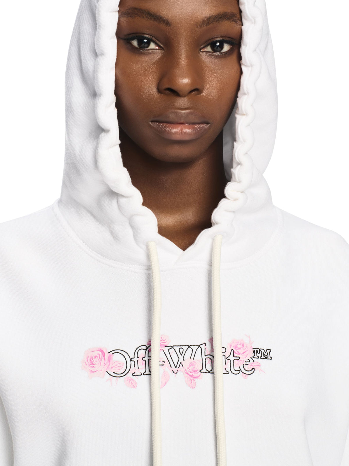 OFF WHITE White Bookish Rose Cropped Hoodie WHITE OWBB056S25FLE001