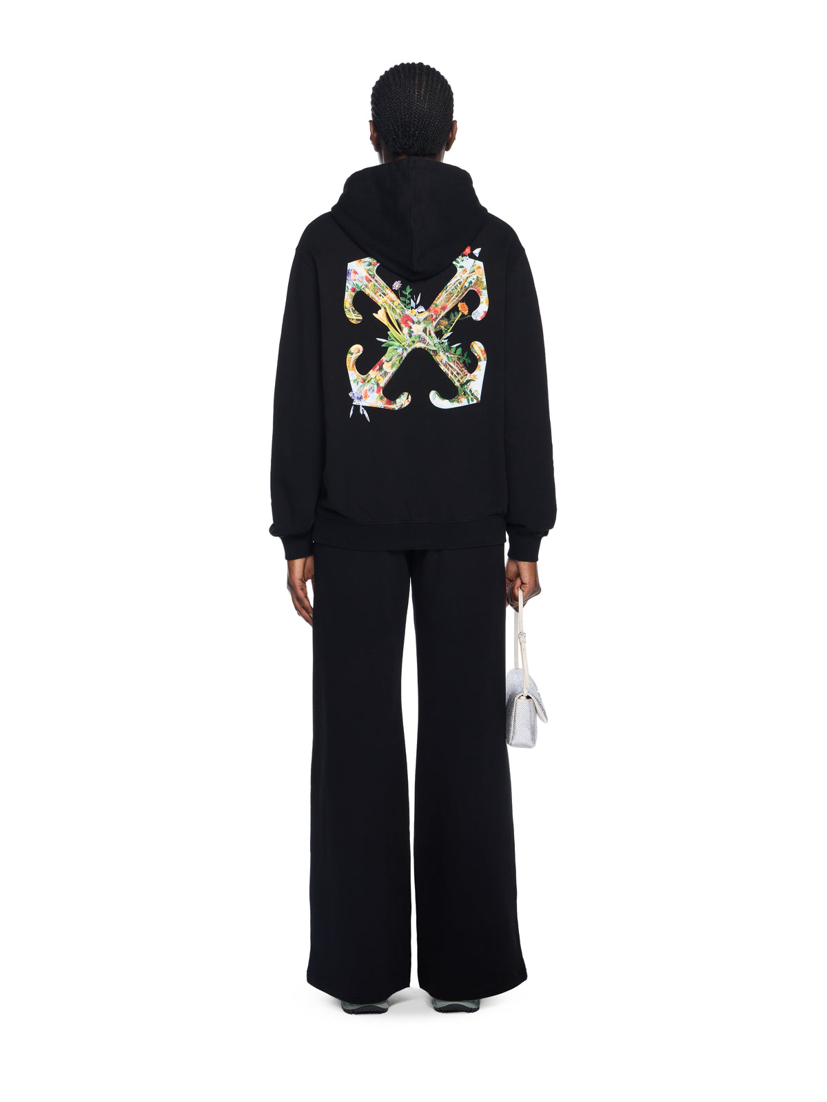 OFF WHITE Arrow Glass Flower Logo Hoodie BLACK - WHITE OWBB064F25FLE001