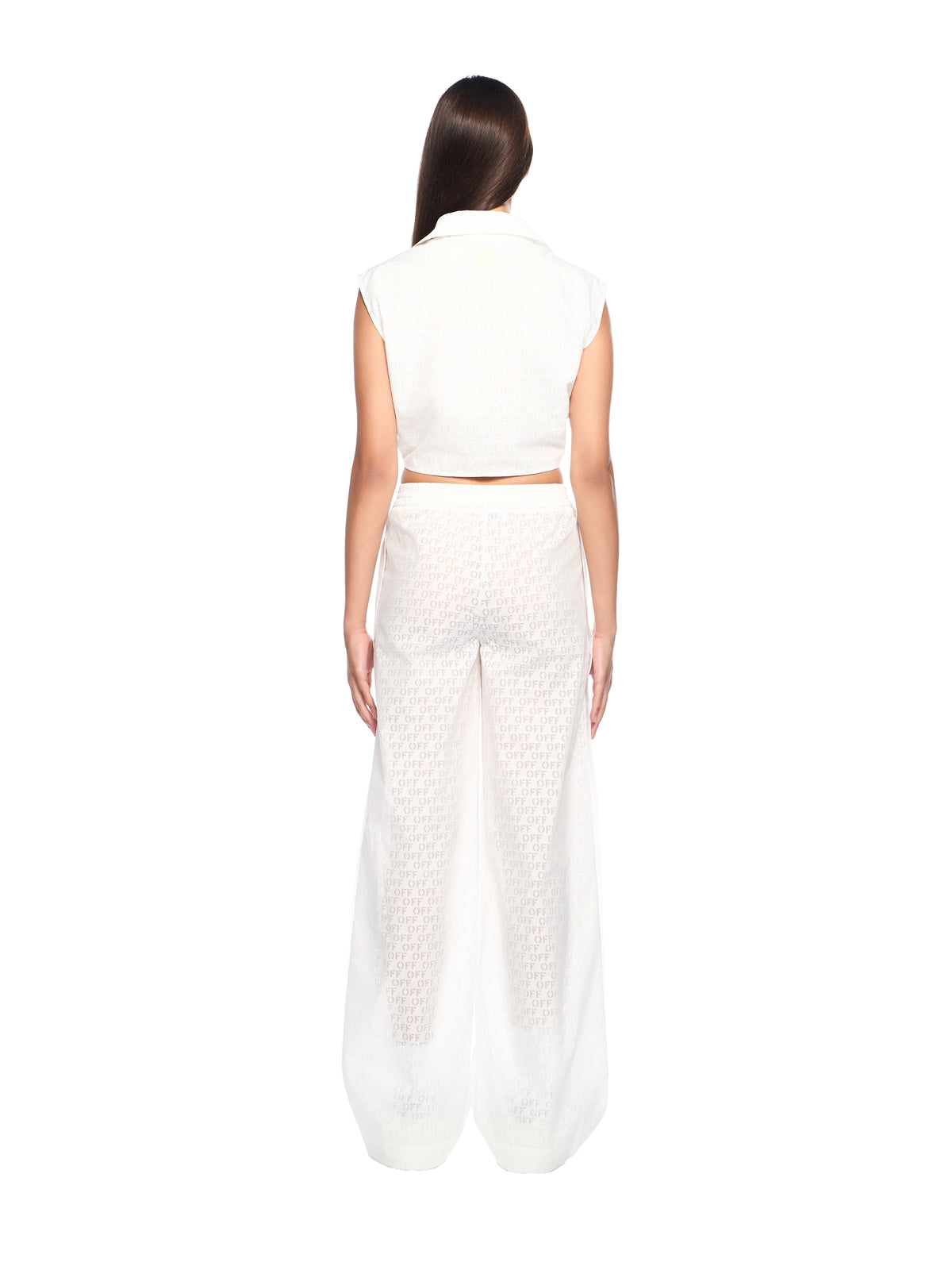 OFF WHITE Off Stamp Wide-Leg Pants WHITE - YELLOW OWCA196T25FAB001