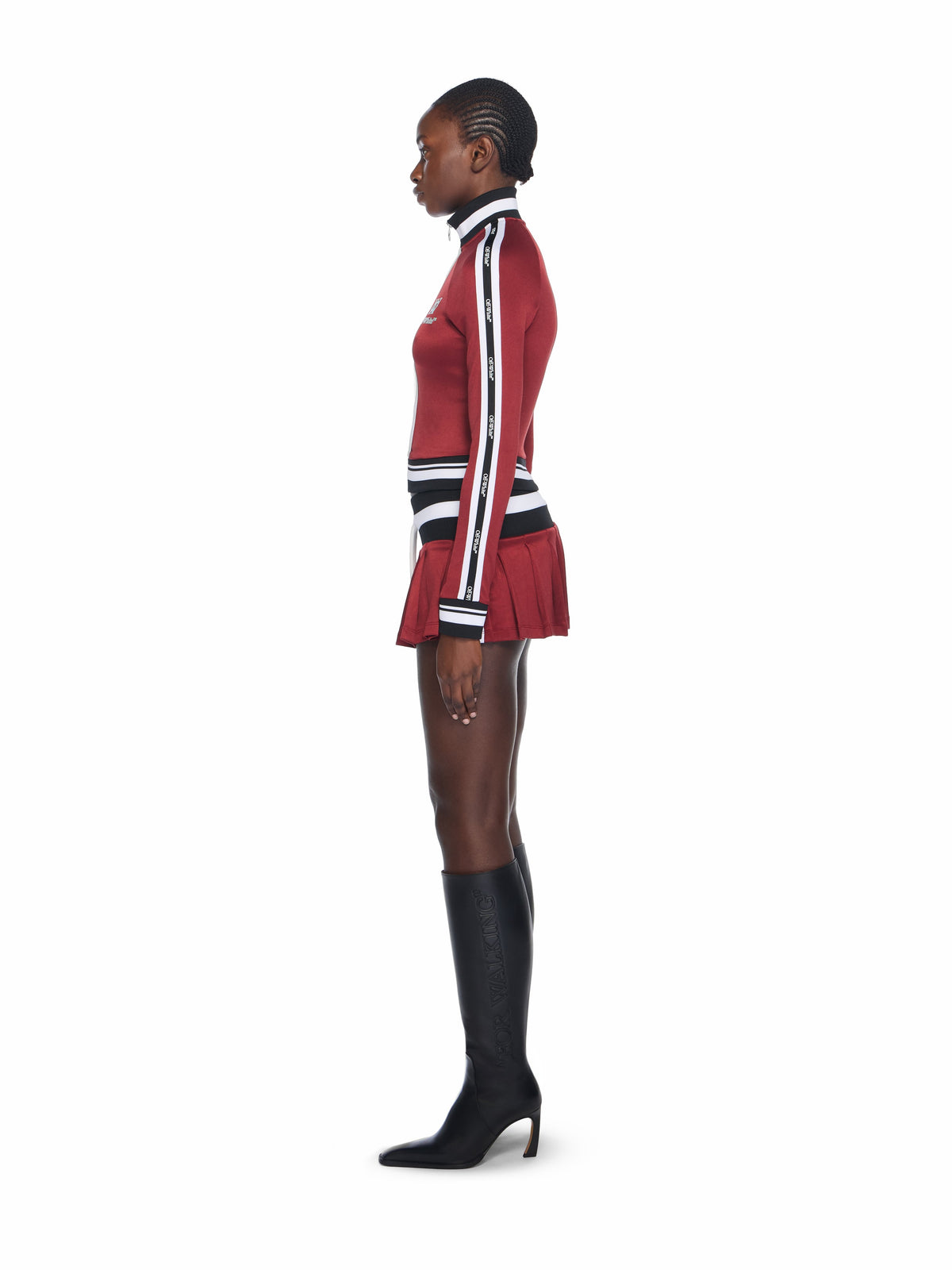 OFF WHITE Track Pleated Serena Skirt RED DAHLIA-BLUEBIRD OWCN001F25JER001