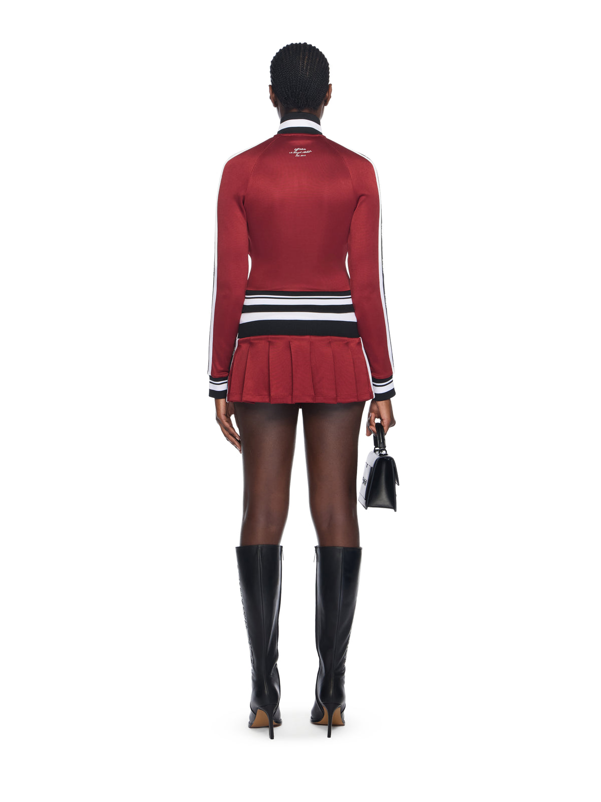 OFF WHITE Track Pleated Serena Skirt RED DAHLIA-BLUEBIRD OWCN001F25JER001