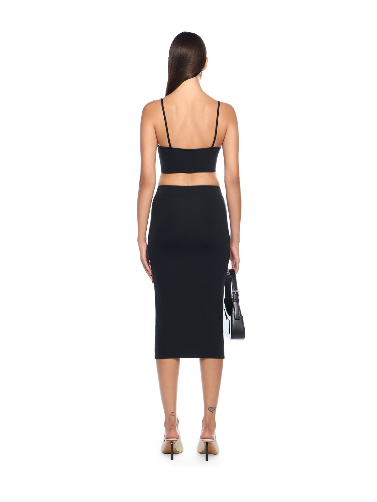 OFF WHITE Sleek Midi Skirt BLACK-WHITE OWCW00PF25JER001