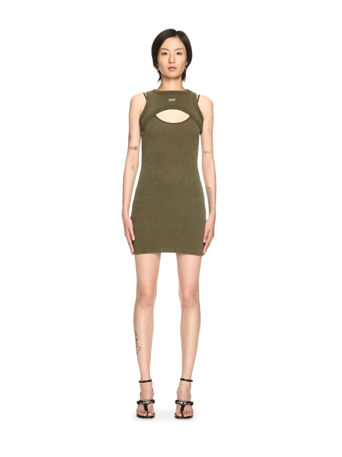 Off Stamp Rib Cut Out Dress