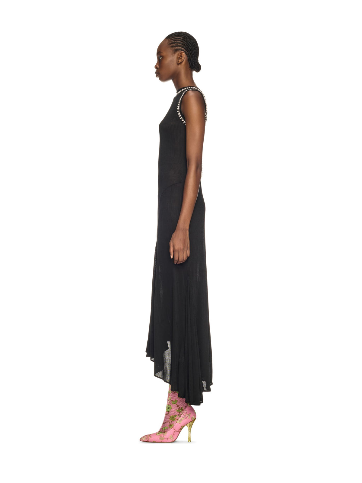 OFF WHITE Light Rib Emb 20s Long Dress BLACK OWDB505F24JER001