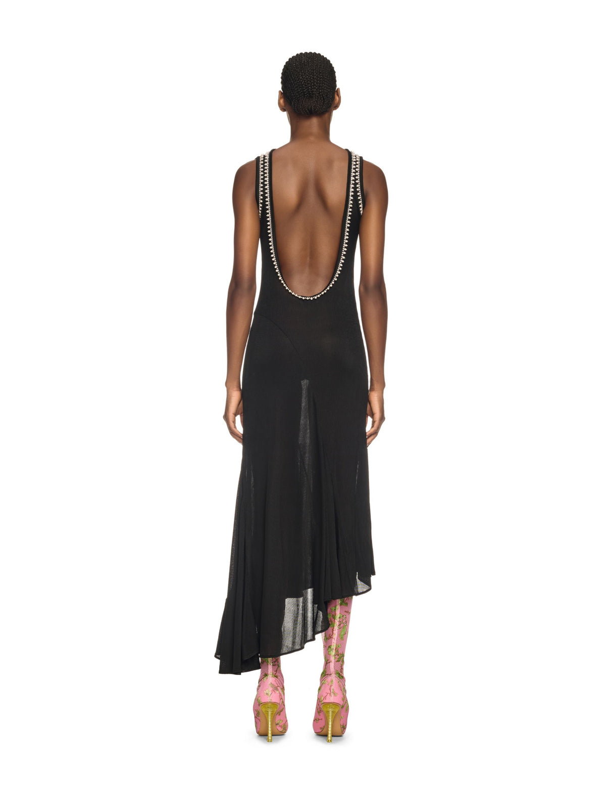 OFF WHITE Light Rib Emb 20s Long Dress BLACK OWDB505F24JER001