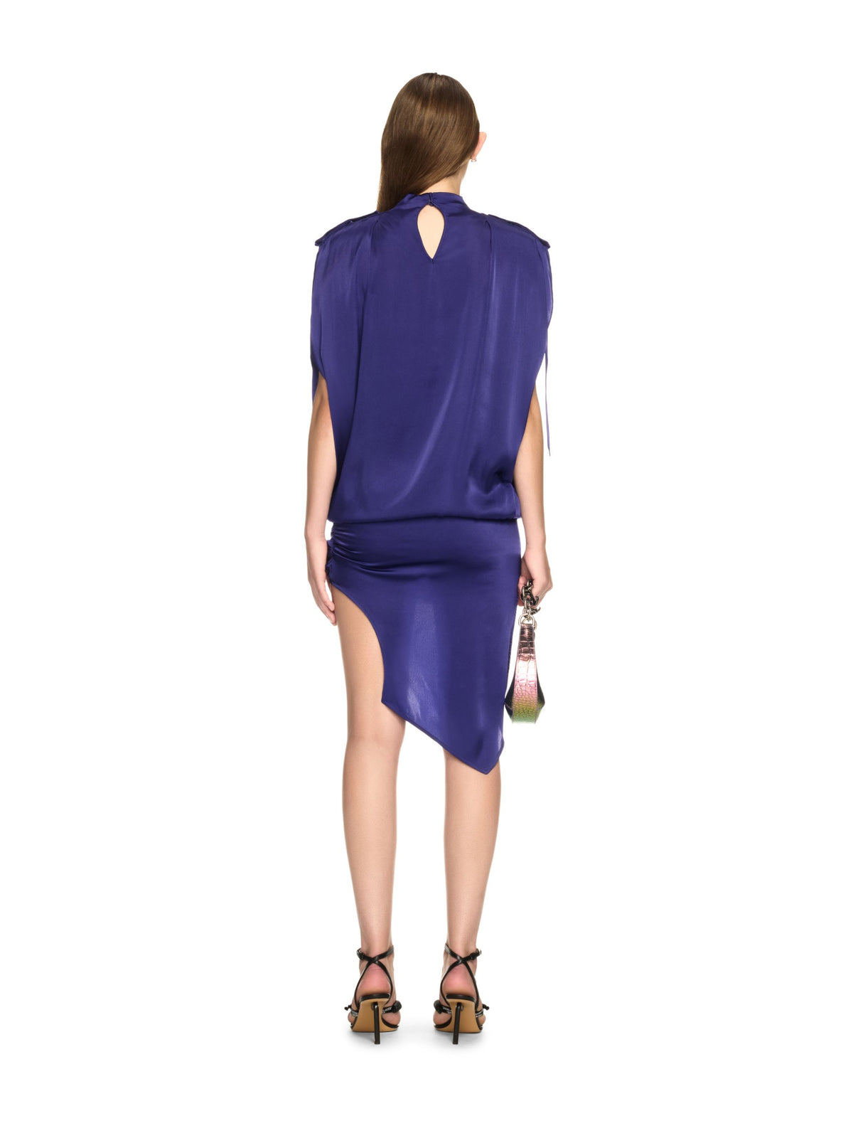 OFF WHITE Satin Key Dress BLUE OWDB53JS25FAB001