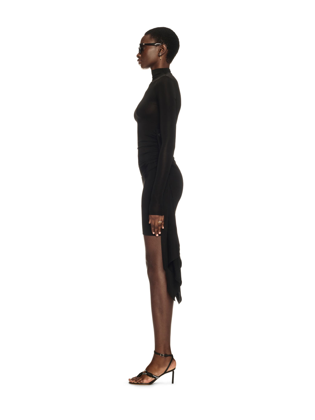 OFF WHITE Sec Skin Draped Mini Dress Ls BLACK OWDB54BS25JER001