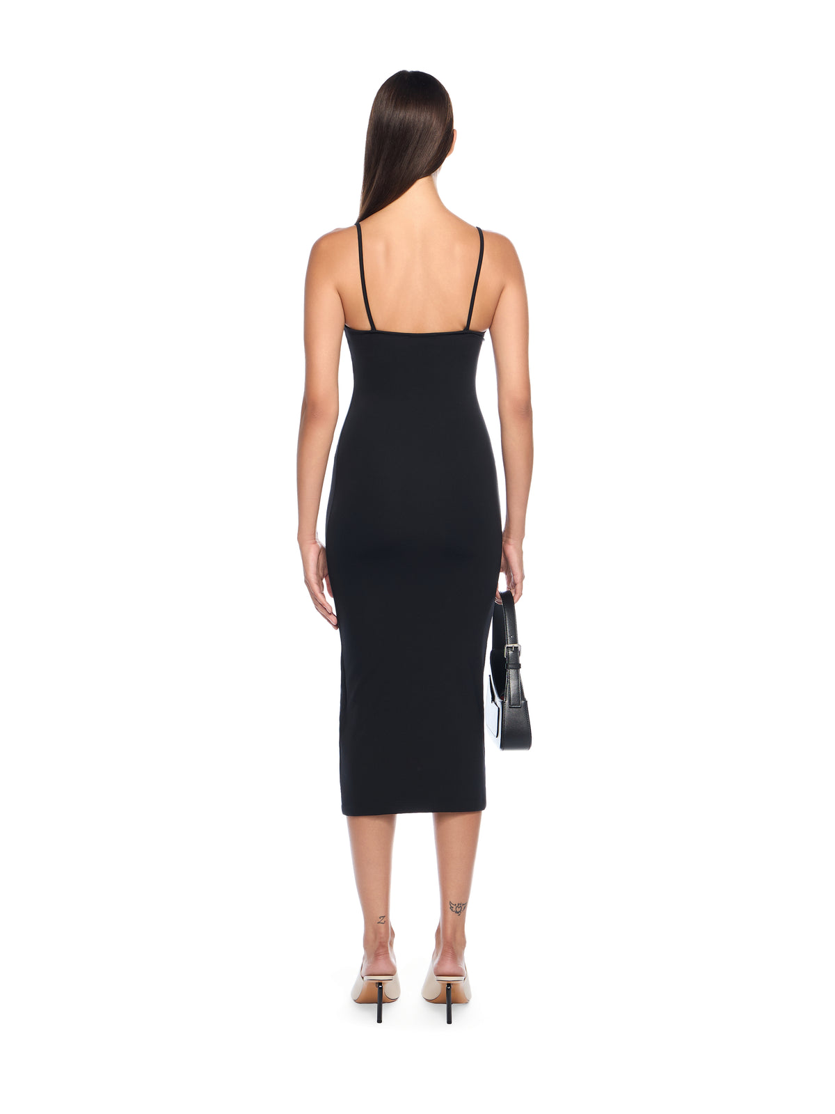 OFF WHITE Sleek Strappy Midi Dress BLACK-WHITE OWDB55FF25JER001