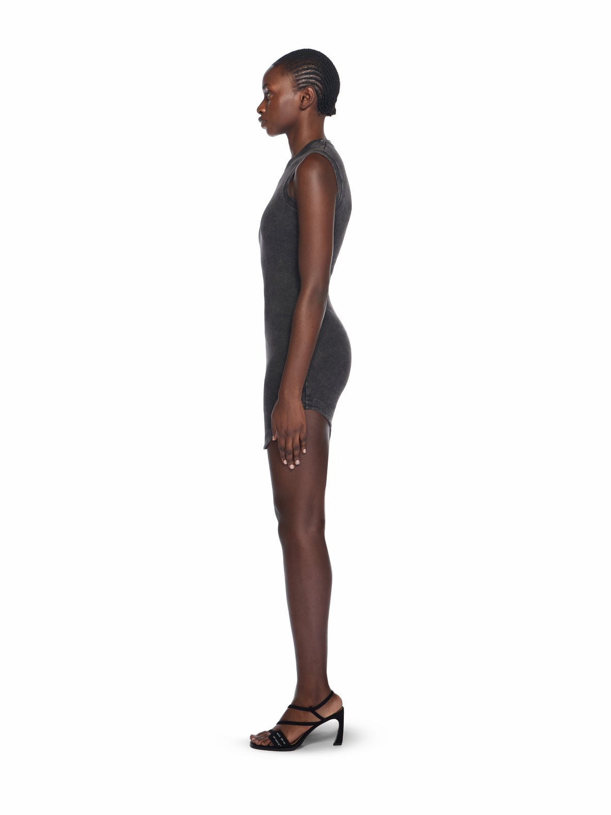 OFF WHITE Off Stamp Ribbed Kat Mini Dress MARBLE BLACK-BLACK OWDB560F25JER001