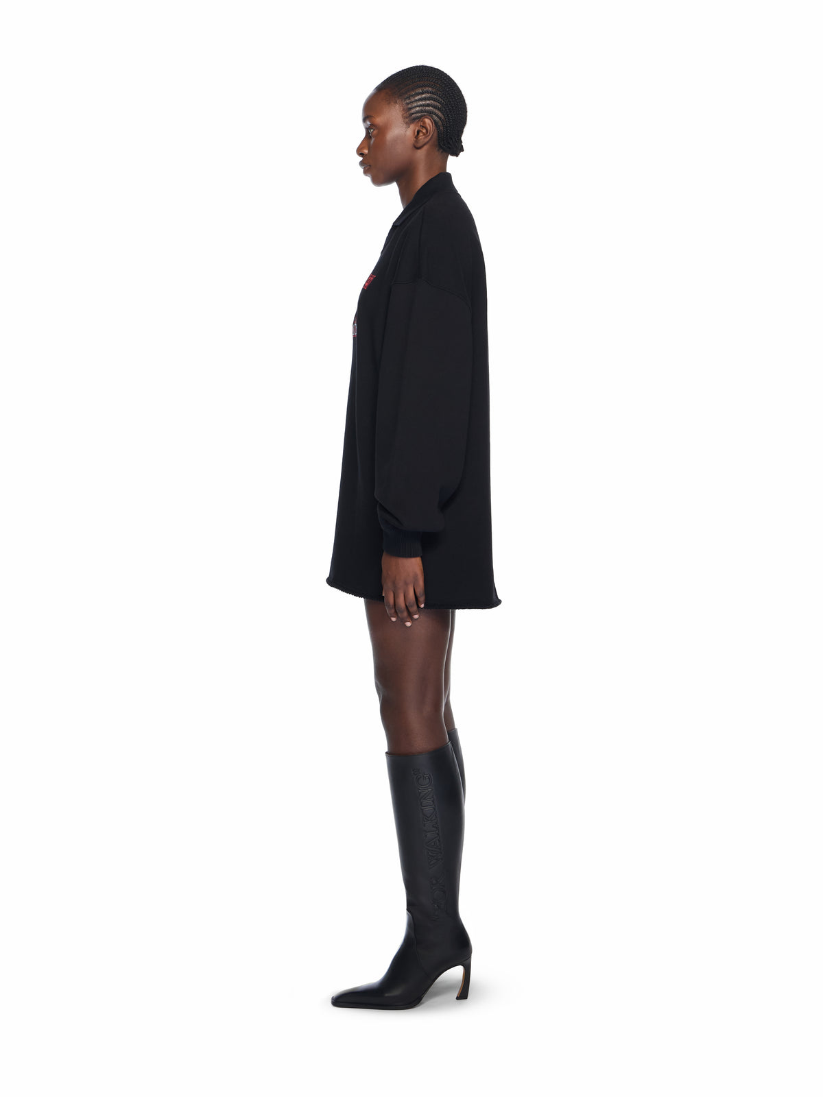 OFF WHITE Sporty Polo Sweatdress BLACK-RED DAHLIA OWDF002F25FLE001