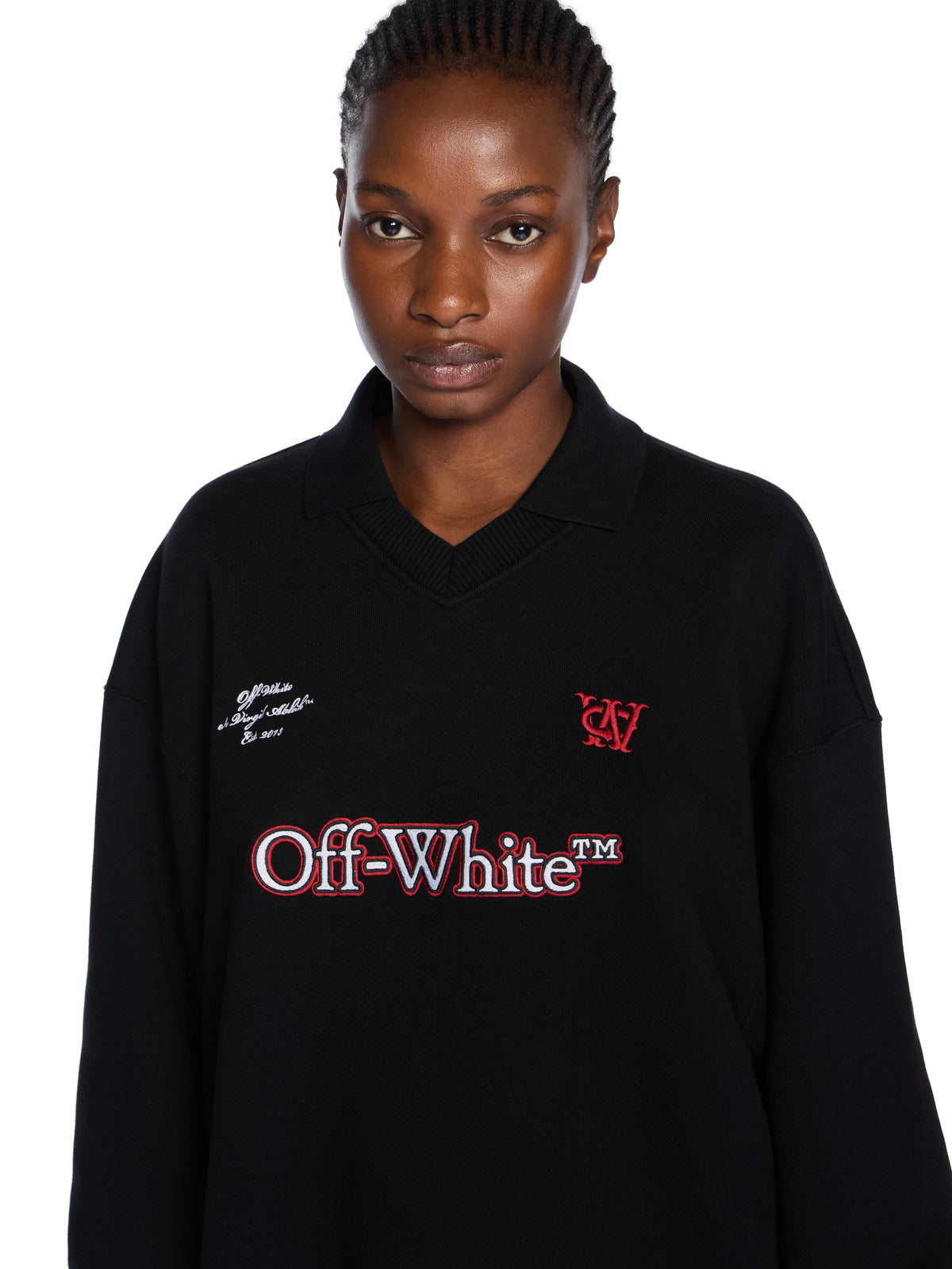 OFF WHITE Sporty Polo Sweatdress BLACK-RED DAHLIA OWDF002F25FLE001