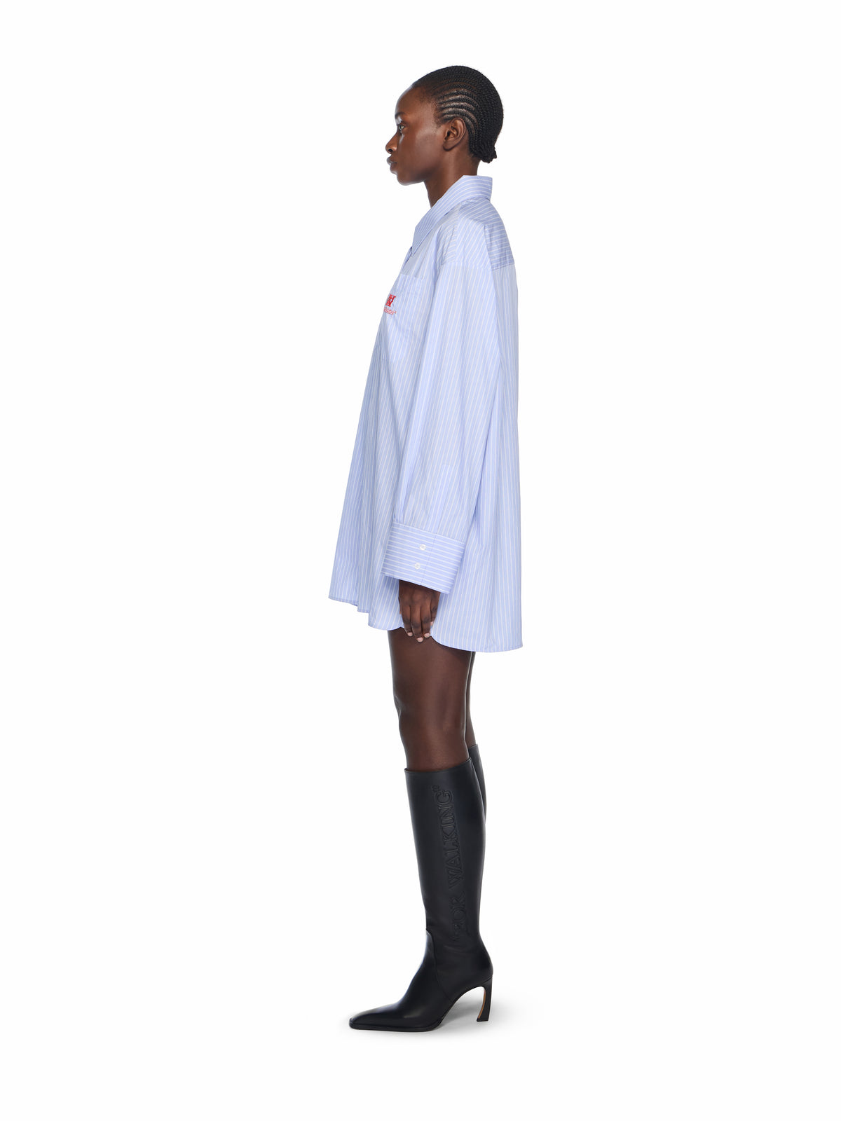OFF WHITE Striped Poplin Shirt Dress KENTUCKY BLUE-RED DAHLIA OWDG00EF25FAB001