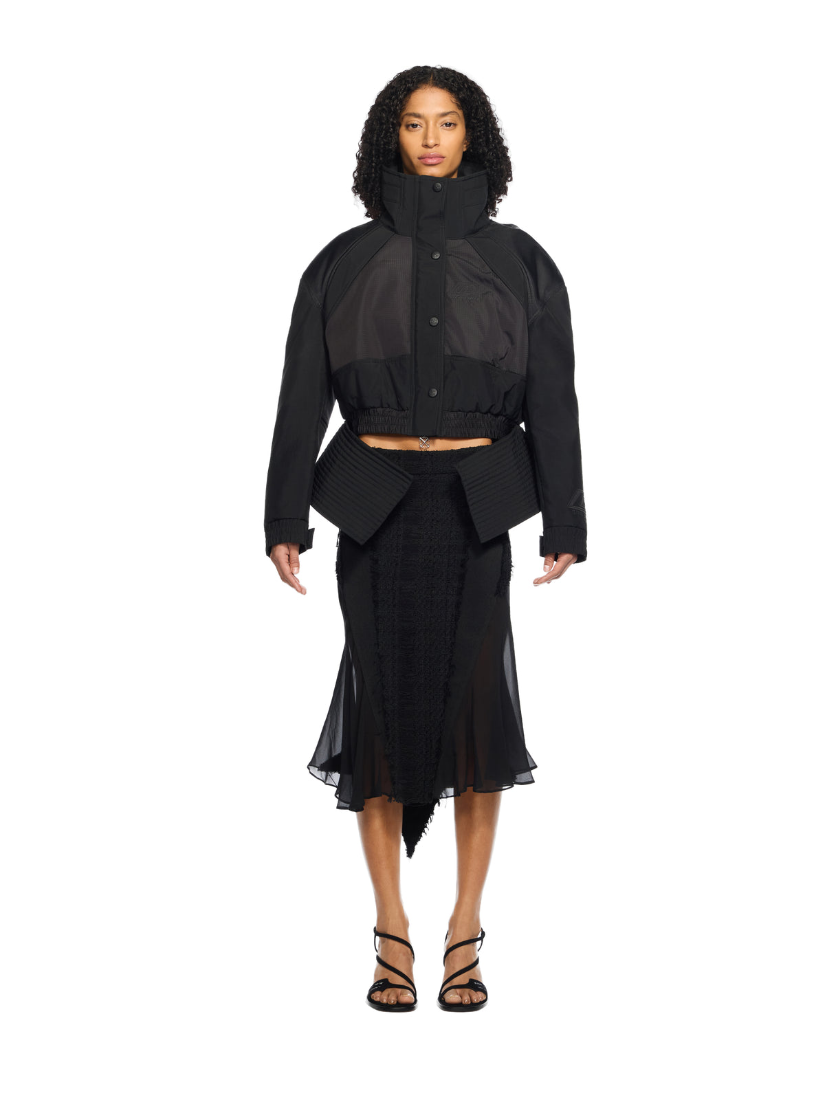OFF WHITE Race Peplum Bomber Jacket BLACK - NO COLOR OWEH033W25FAB001