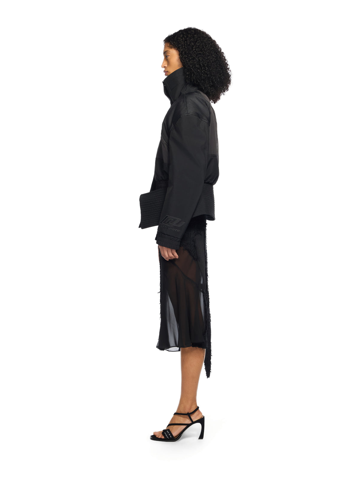 OFF WHITE Race Peplum Bomber Jacket BLACK - NO COLOR OWEH033W25FAB001