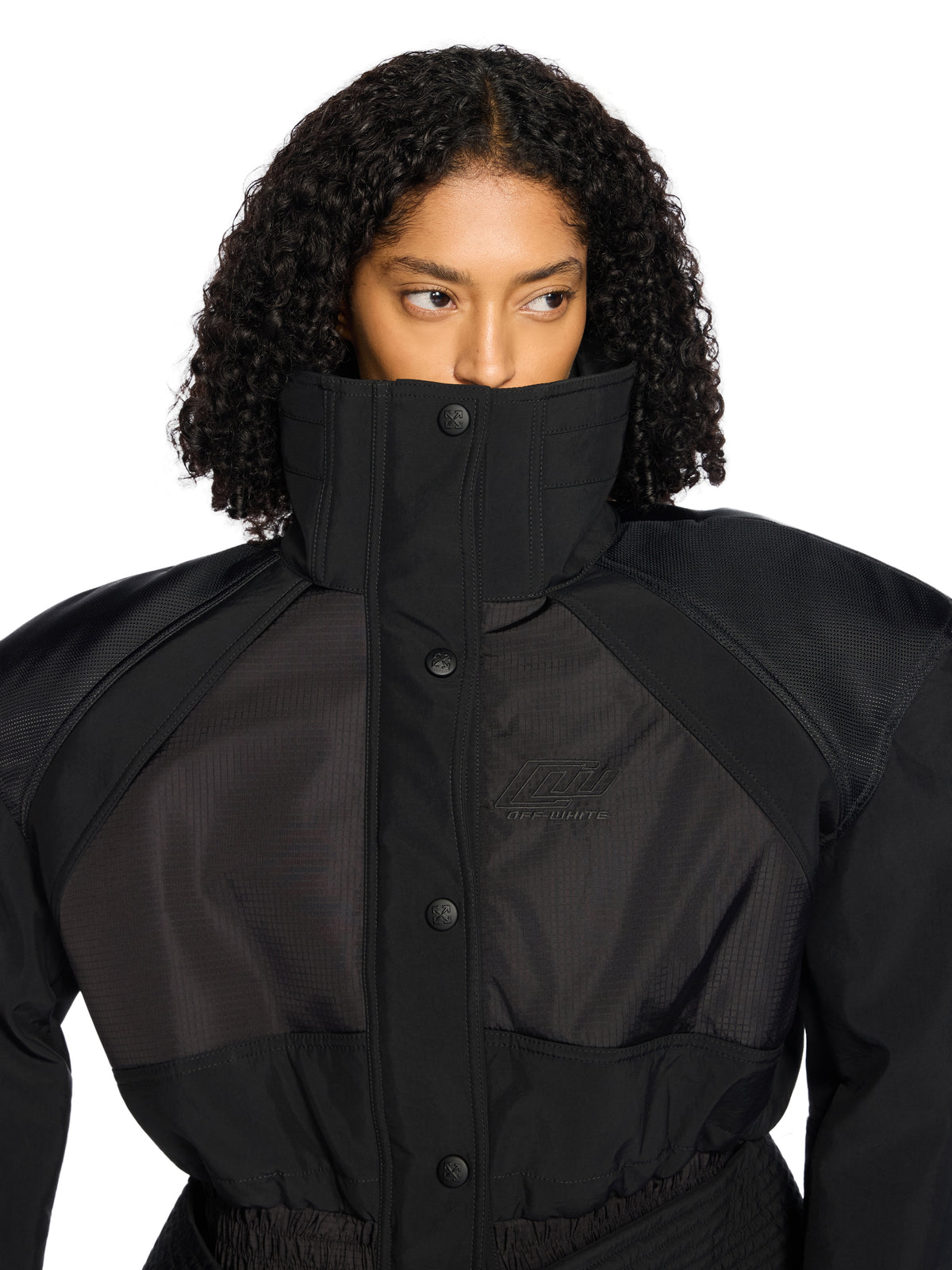OFF WHITE Race Peplum Bomber Jacket BLACK - NO COLOR OWEH033W25FAB001