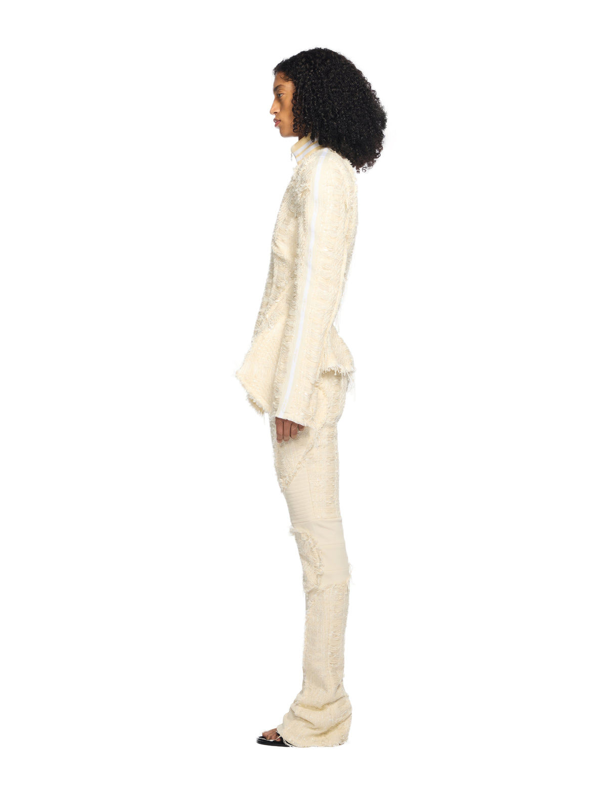 OFF WHITE Tweed Peplum Jacket WHITE - WHITE OWEN005W25FAB002